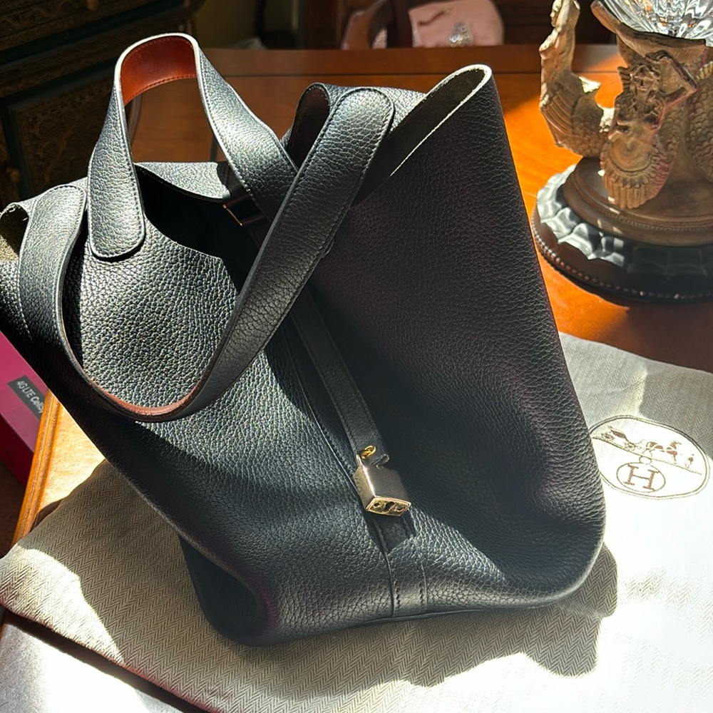 Navy blue Hermes picotan handbag